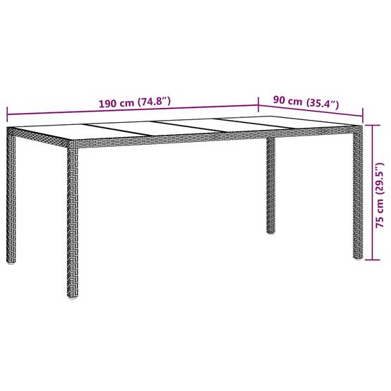 Grande Table de Jardin 8 Personnes 190x90cm en Polyrotin Marron – ComfortXL Outdoor Living - Image 7