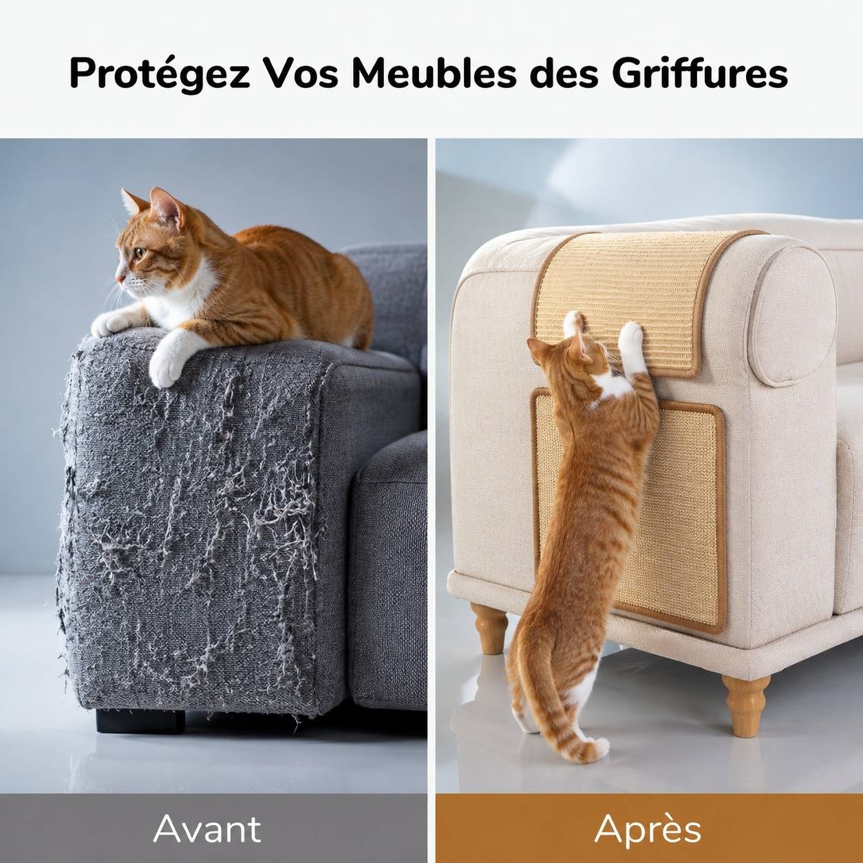 Lot de 2 Tapis Griffoir Sisal Sécurisé pour Chat Protection Meubles Mural Sol - Image 6