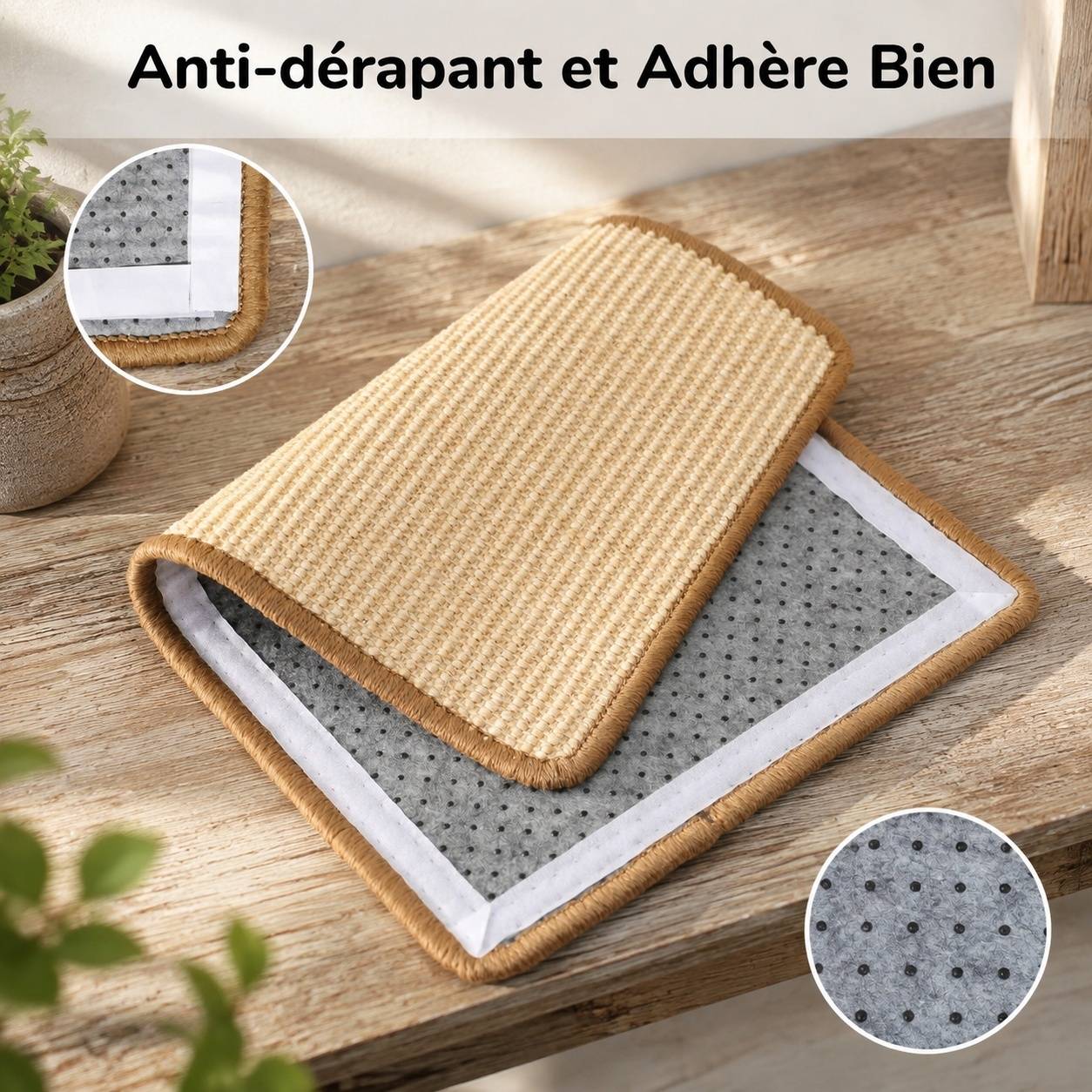Lot de 2 Tapis Griffoir Sisal Sécurisé pour Chat Protection Meubles Mural Sol - Image 3