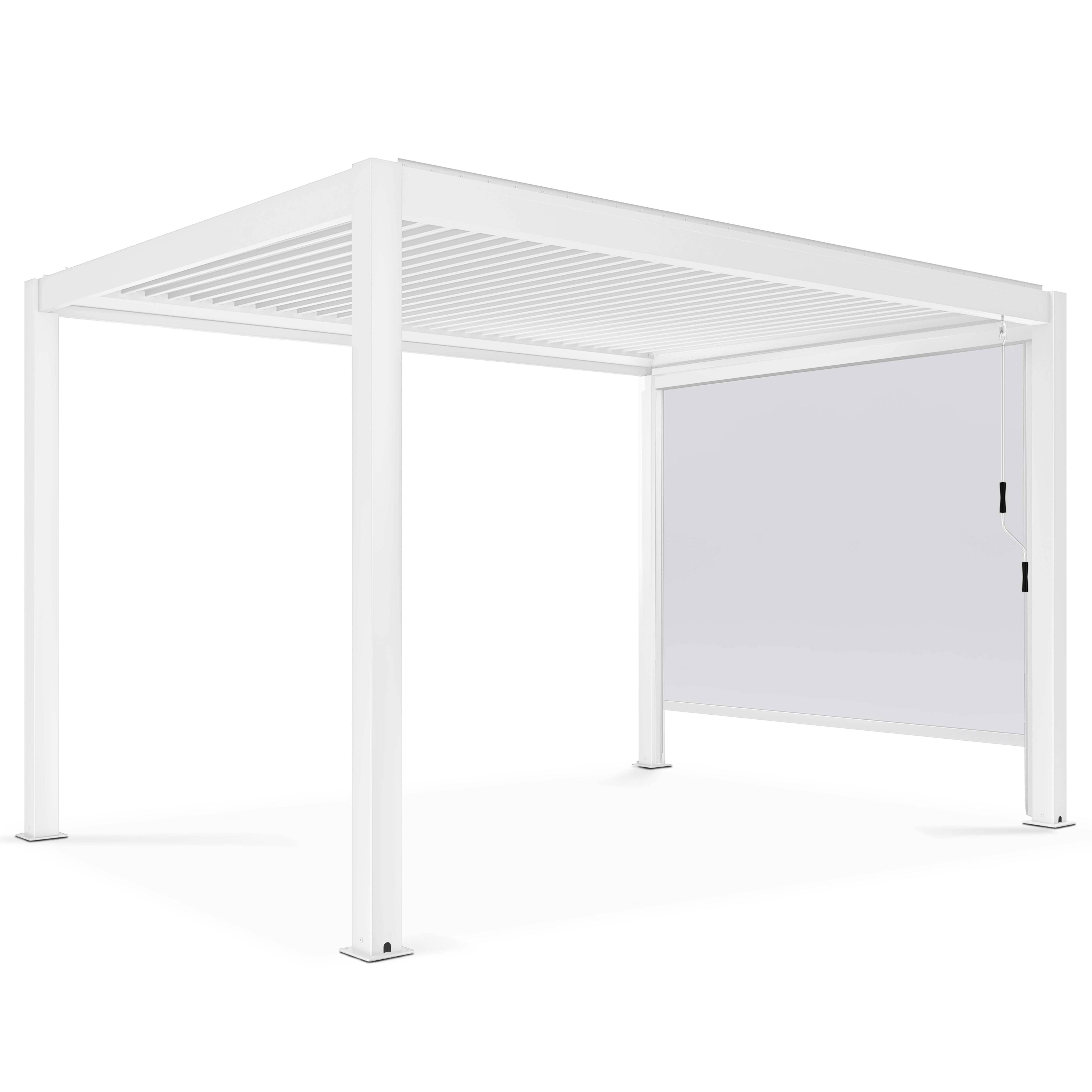 Oviala - Pergola bioclimatique 3x4m autoportée avec 1 store blanc Athenes - Oviala - Imagen 2