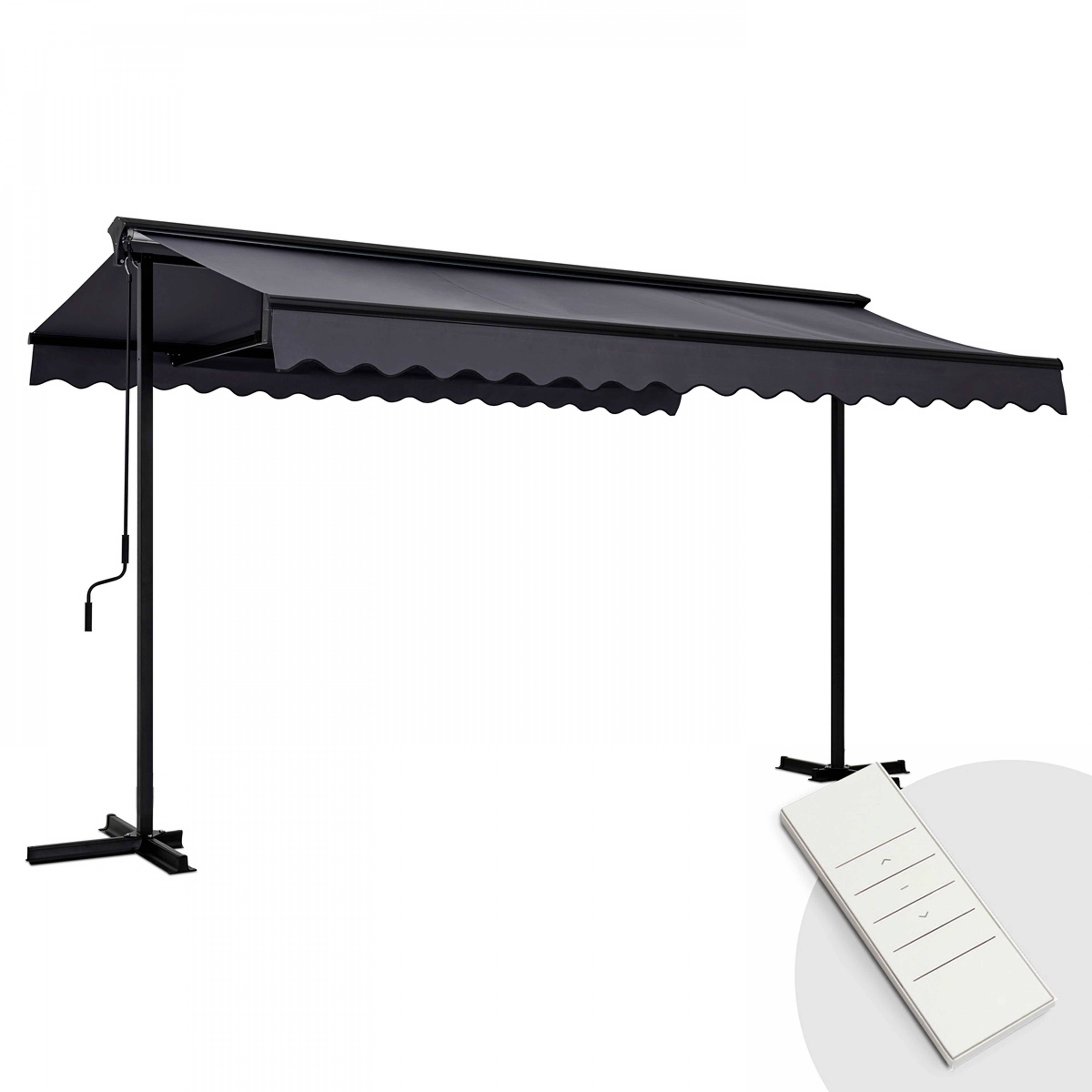 Oviala - Store mobile électrique double pente 3 x 4m aluminium anthracite Delgada - Oviala - Imagen 1