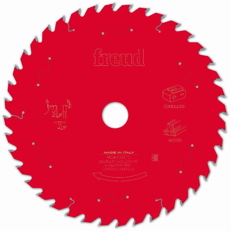Lame pour scie circulaire portative sans fil FREUD - Ø254 2,1/1,6 AL30 Z40 BA 20° - F03FS10073 -FR24W006TC