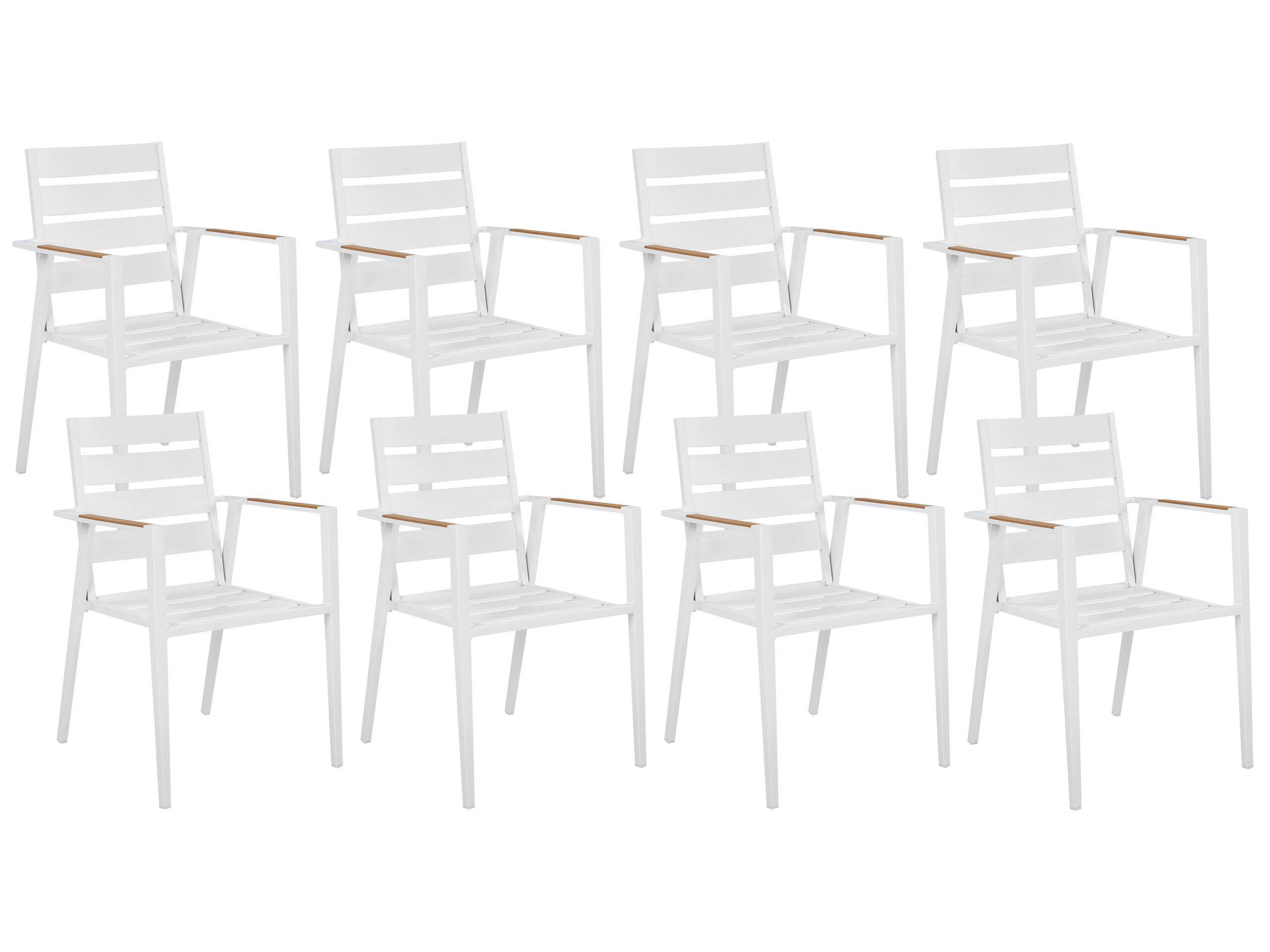 Beliani - Salle à Manger de Jardin Blanc en Aluminium Table Rectangle avec 8 Chaises avec Coussins Pour Repas Convivial en Extérieur - Imagen 8