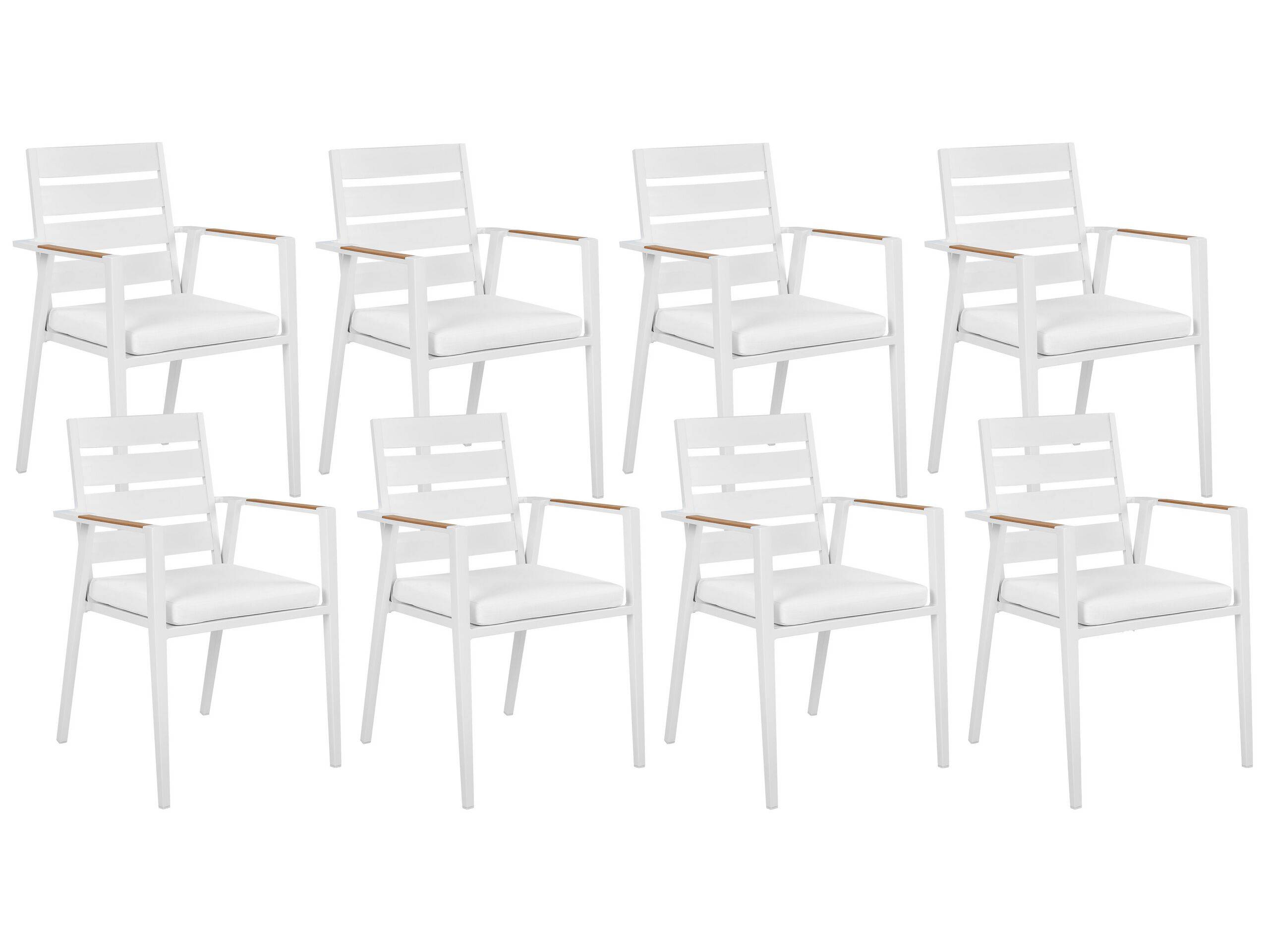Beliani - Salle à Manger de Jardin Blanc en Aluminium Table Rectangle avec 8 Chaises avec Coussins Pour Repas Convivial en Extérieur - Imagen 7
