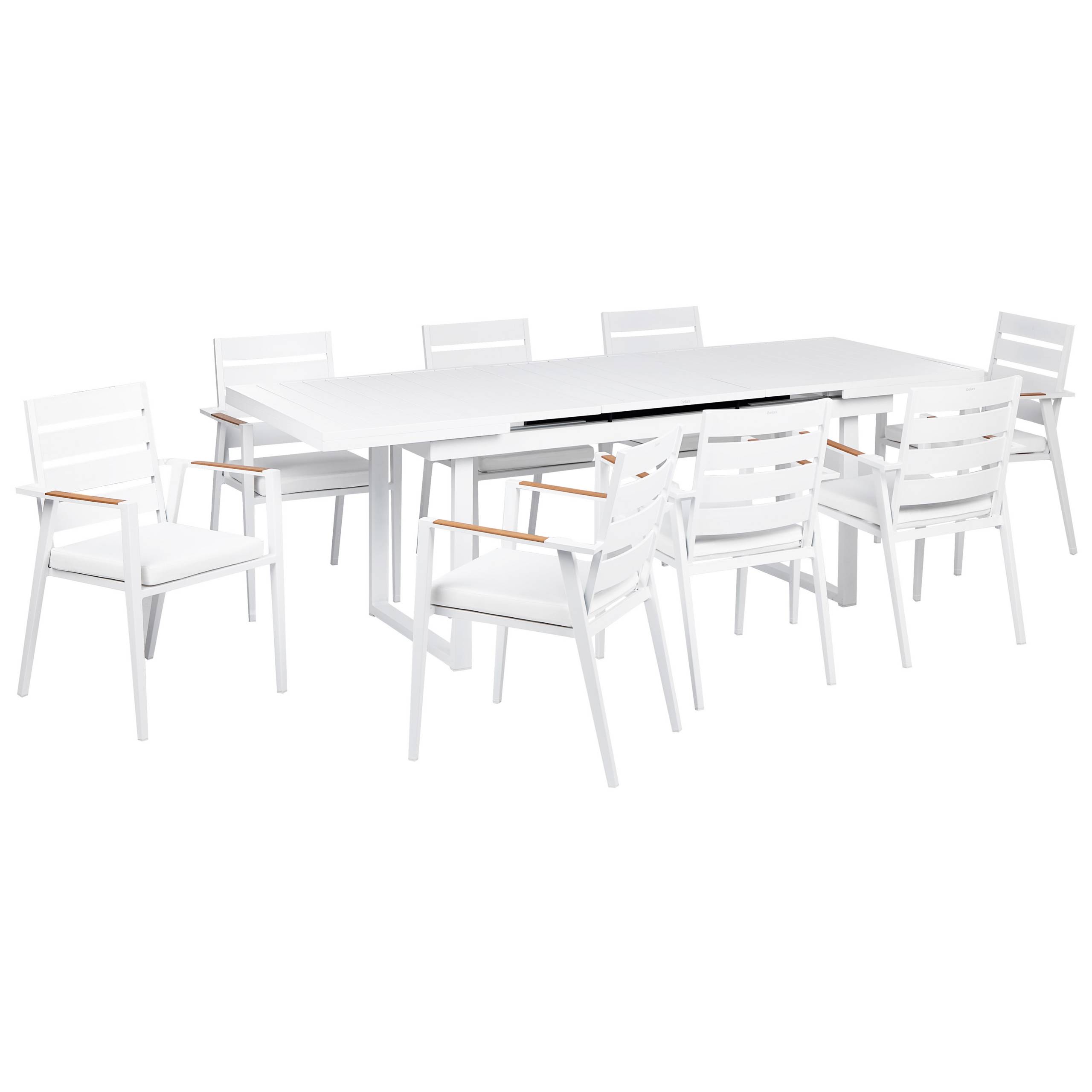 Beliani - Salle à Manger de Jardin Blanc en Aluminium Table Rectangle avec 8 Chaises avec Coussins Pour Repas Convivial en Extérieur - Imagen 1