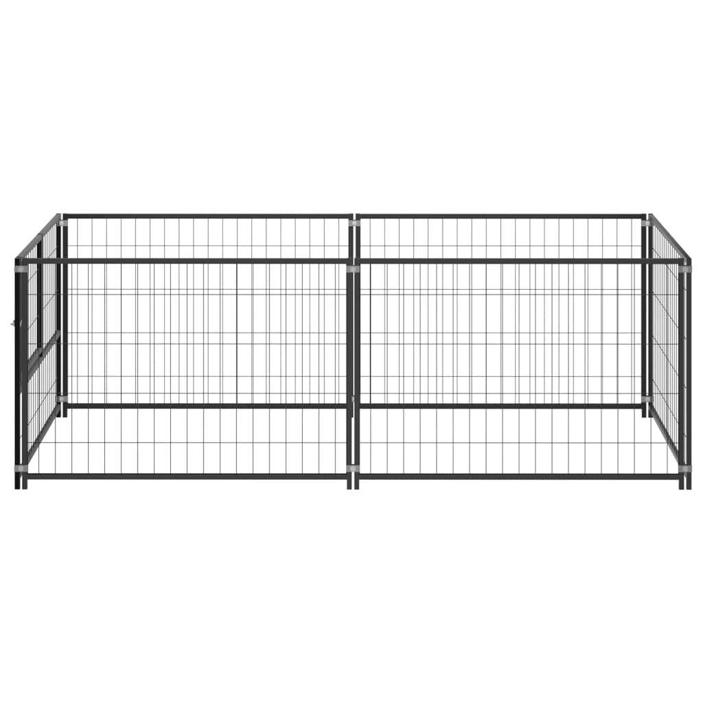 Helloshop26 - Chenil extérieur cage enclos parc animaux chien noir 200 x 100 x 70 cm acier - Imagen 3