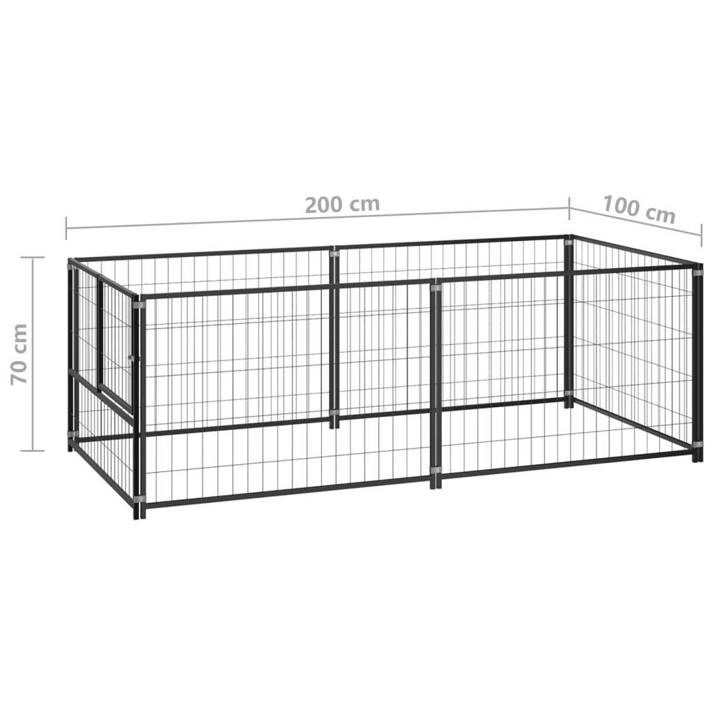 Helloshop26 - Chenil extérieur cage enclos parc animaux chien noir 200 x 100 x 70 cm acier - Imagen 2