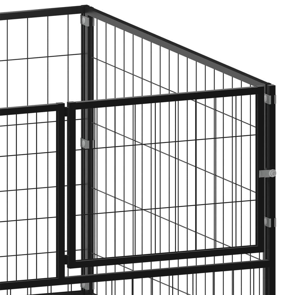 Helloshop26 - Chenil extérieur cage enclos parc animaux chien noir 200 x 100 x 70 cm acier - Imagen 5