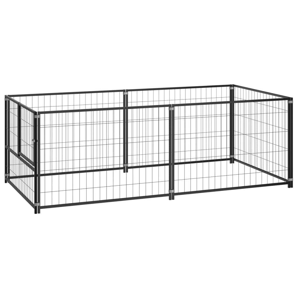 Helloshop26 - Chenil extérieur cage enclos parc animaux chien noir 200 x 100 x 70 cm acier - Imagen 1