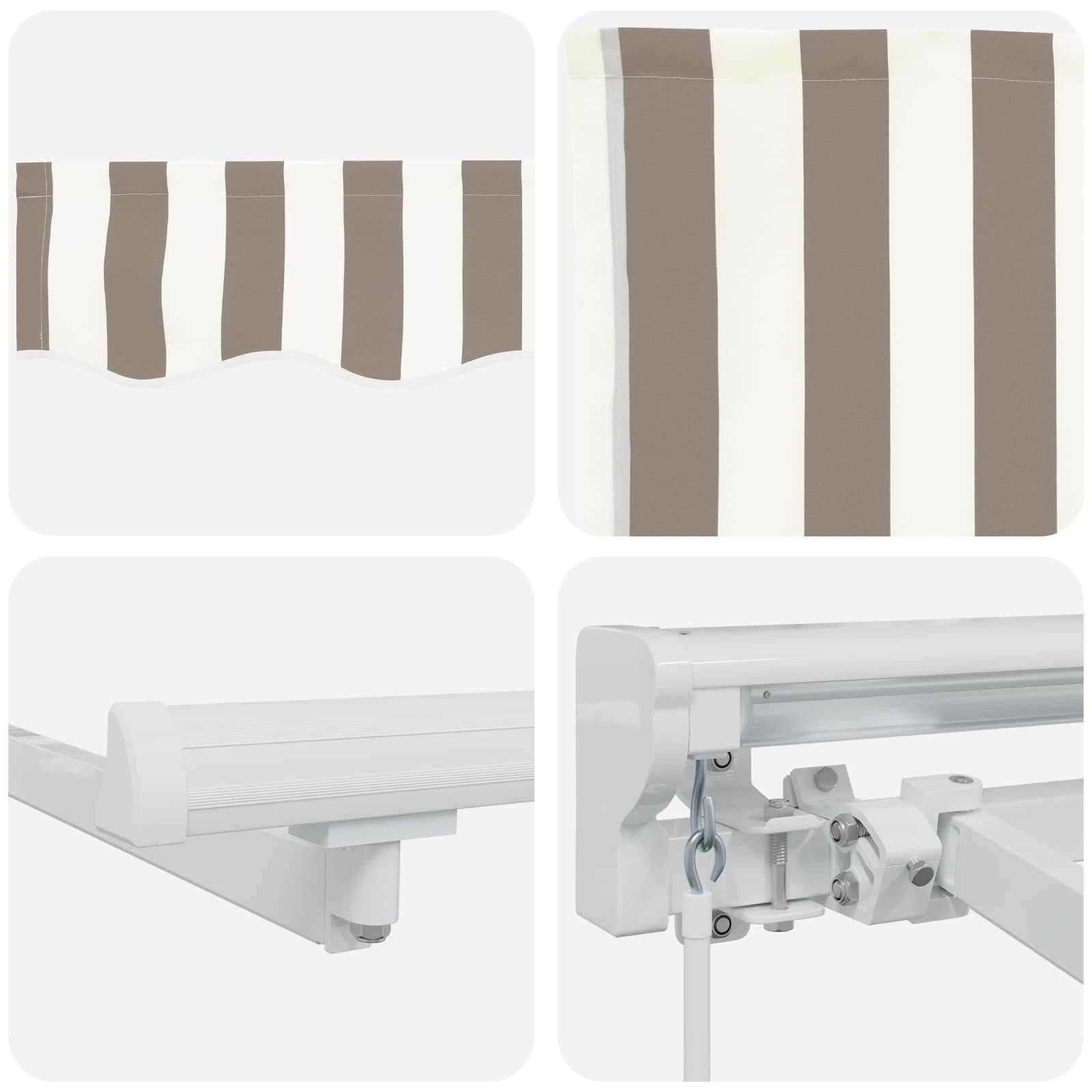 ComfortXL - Store Banne Lumineux Manuel LED Polyester Aluminium Abri Jardin 5x3m Gris Clair et Blanc - ComfortXL Outdoor Living - Image 6