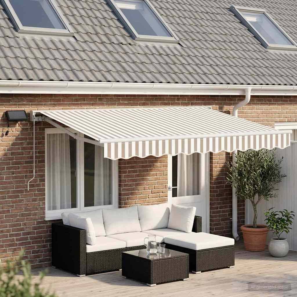 ComfortXL - Store Banne Lumineux Manuel LED Polyester Aluminium Abri Jardin 5x3m Gris Clair et Blanc - ComfortXL Outdoor Living - Image 3