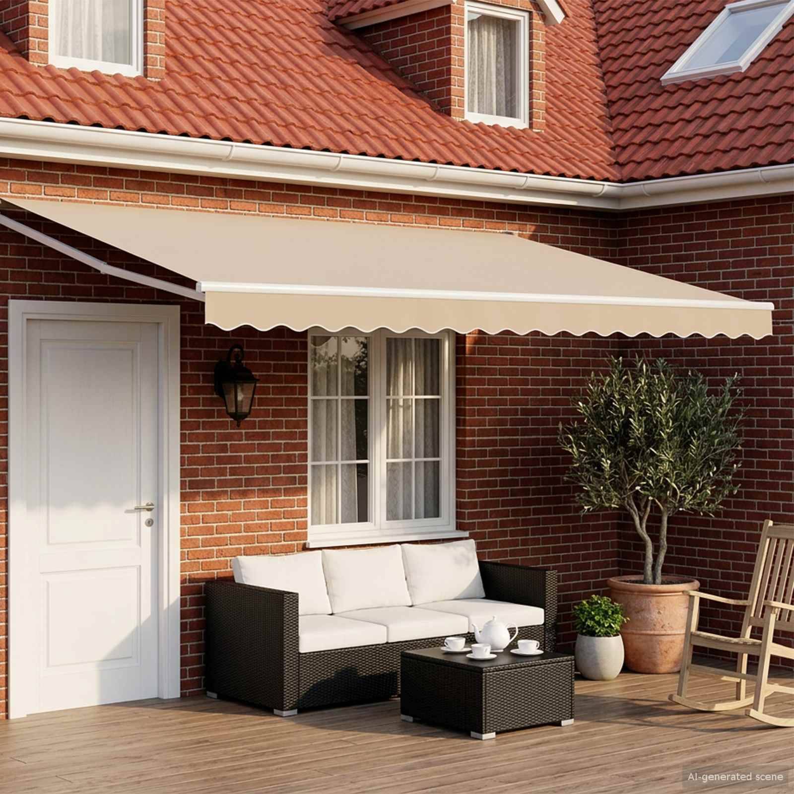 Vidaxl - Auvent rétractable électrique Beige et blanc 4,5 × 3 m vidaXL 3420000 - Image 1
