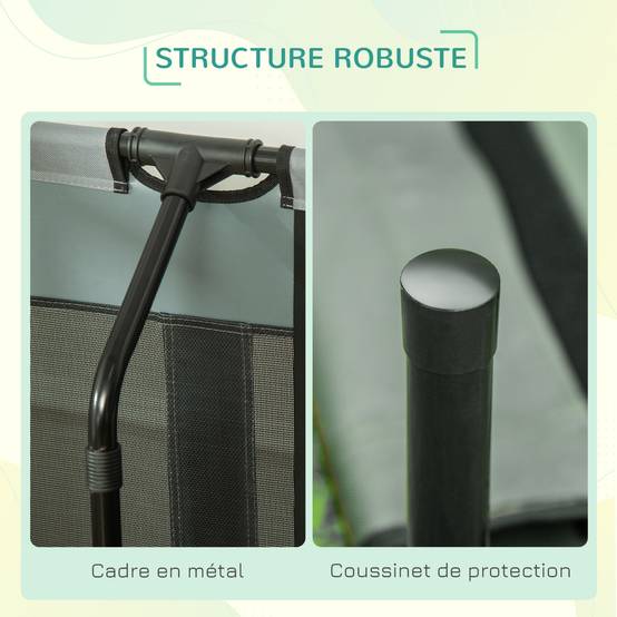 Lit de camp surélevé chien métal tissu pour extérieur avec parasol anti-UV 122cm gris - ComfortXL Outdoor Living - Image 10