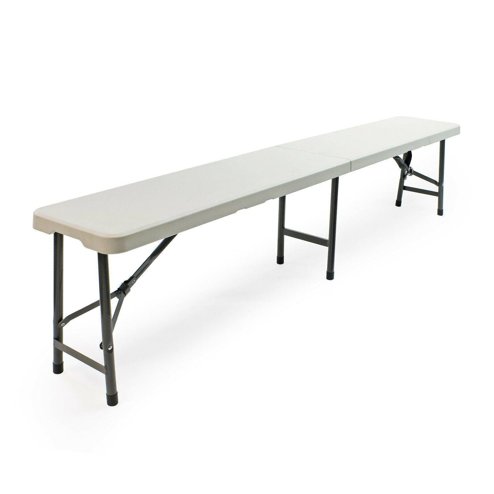 Helloshop26 - Banc de camping pliant léger jardin extérieur fête barbecue pique-nique 180 cm blanc - Imagen 2