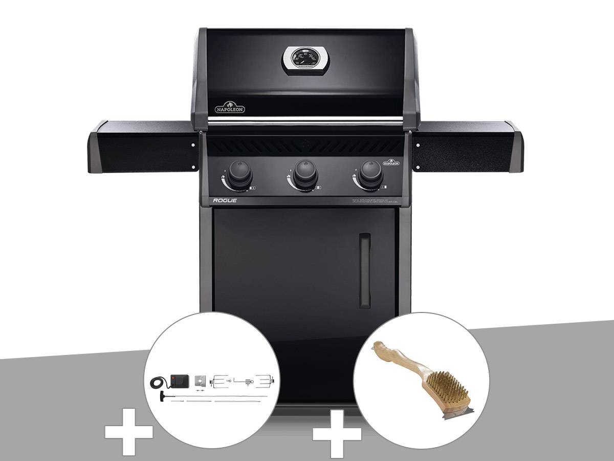 Napoleon - Barbecue à gaz Rogue 425 + Rôtissoire + Brosse à grill - Napoleon