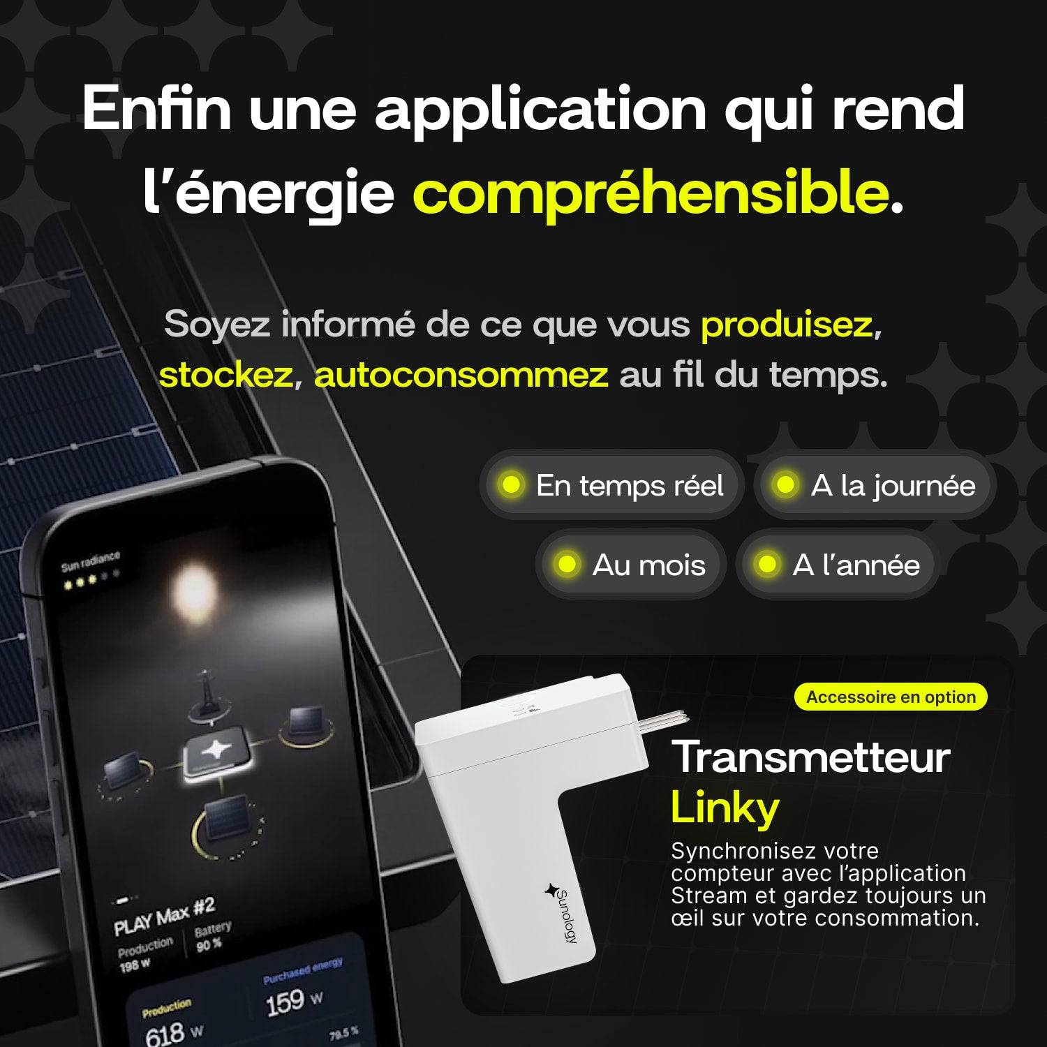 Sunology PLAY Max - Kit 3 panneaux solaires avec batterie (option) 1350W bifacial – Stations solaires livrées assemblées – Installation au sol ou mur - Imagen 5