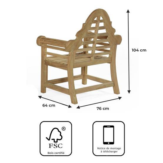 Fauteuil en teck massif Marlborough - TECK'Attitude - Imagen 8