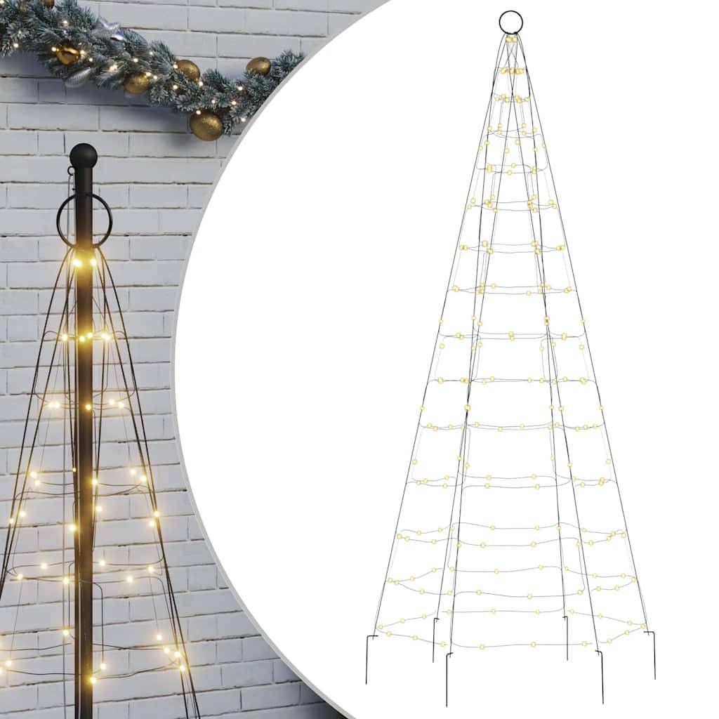 Maison Chic - Sapin De Noël - Arbre de Noël lumineux sur mât de drapeau 200 LED blanc 180 cm