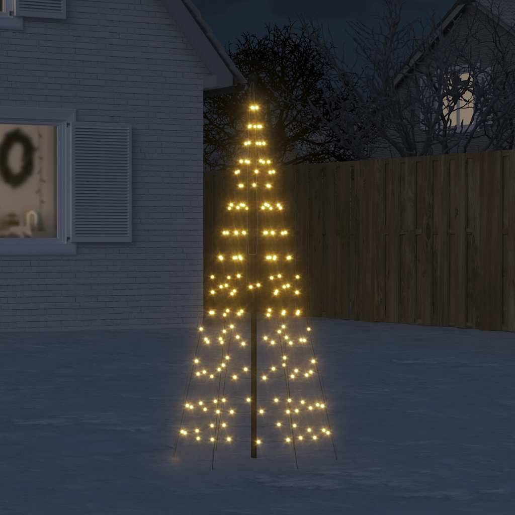 Sapin De Noël - Arbre de Noël lumineux sur mât de drapeau 200 LED blanc 180 cm - Image 2