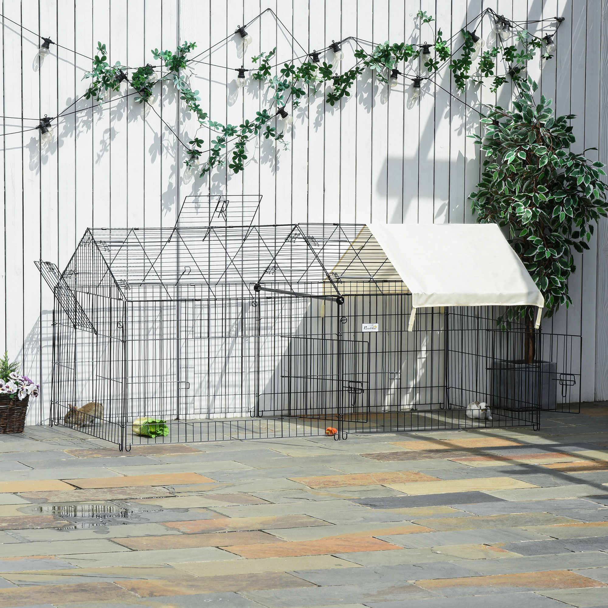 Enclos pour petits animaux acier noir et beige 220 x 103 x 103 cm - PANGIVO - Image 10