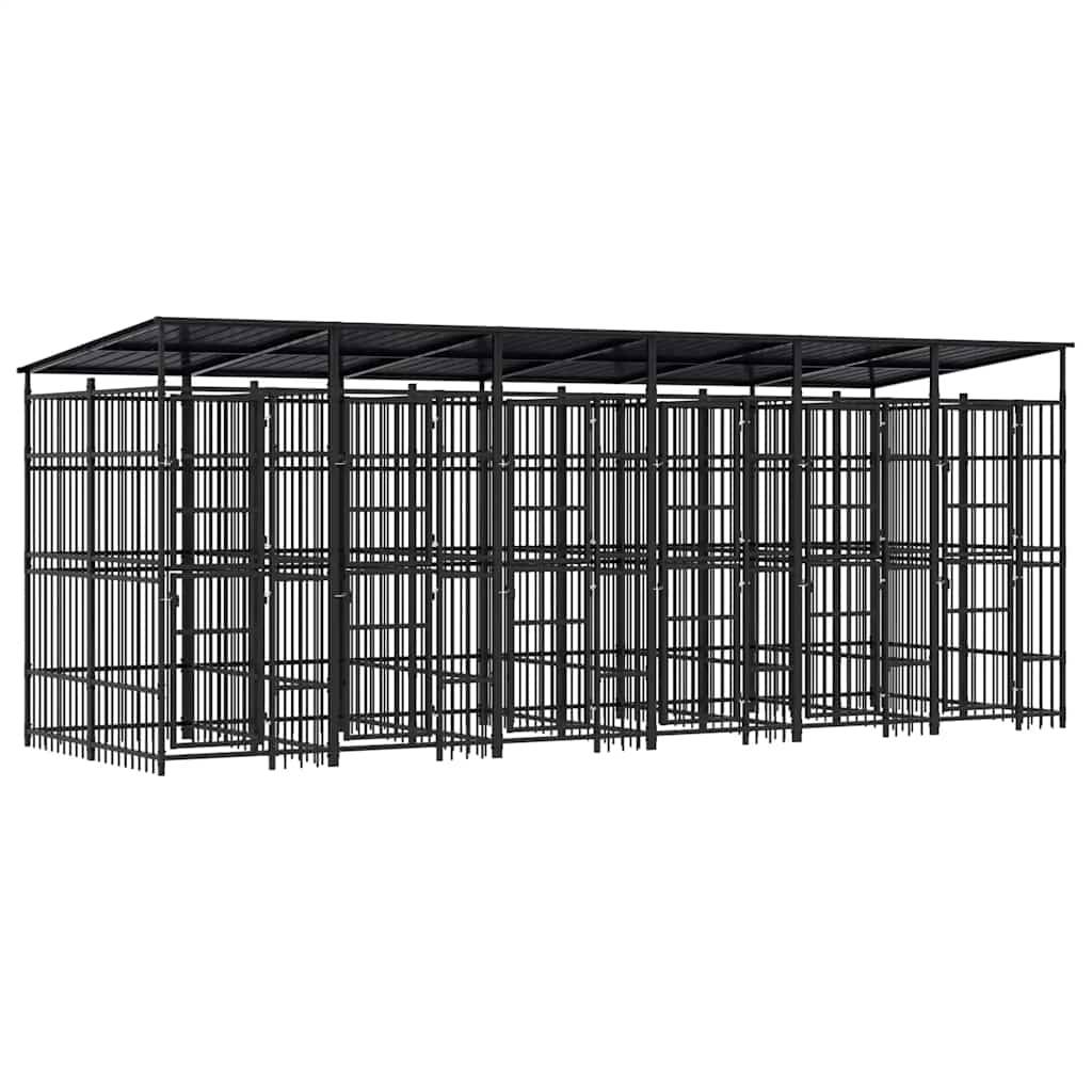 Vidaxl - Chenil d'extérieur avec toit pour chiens Acier 11,06 m² vidaXL 3097951 - Imagen 2