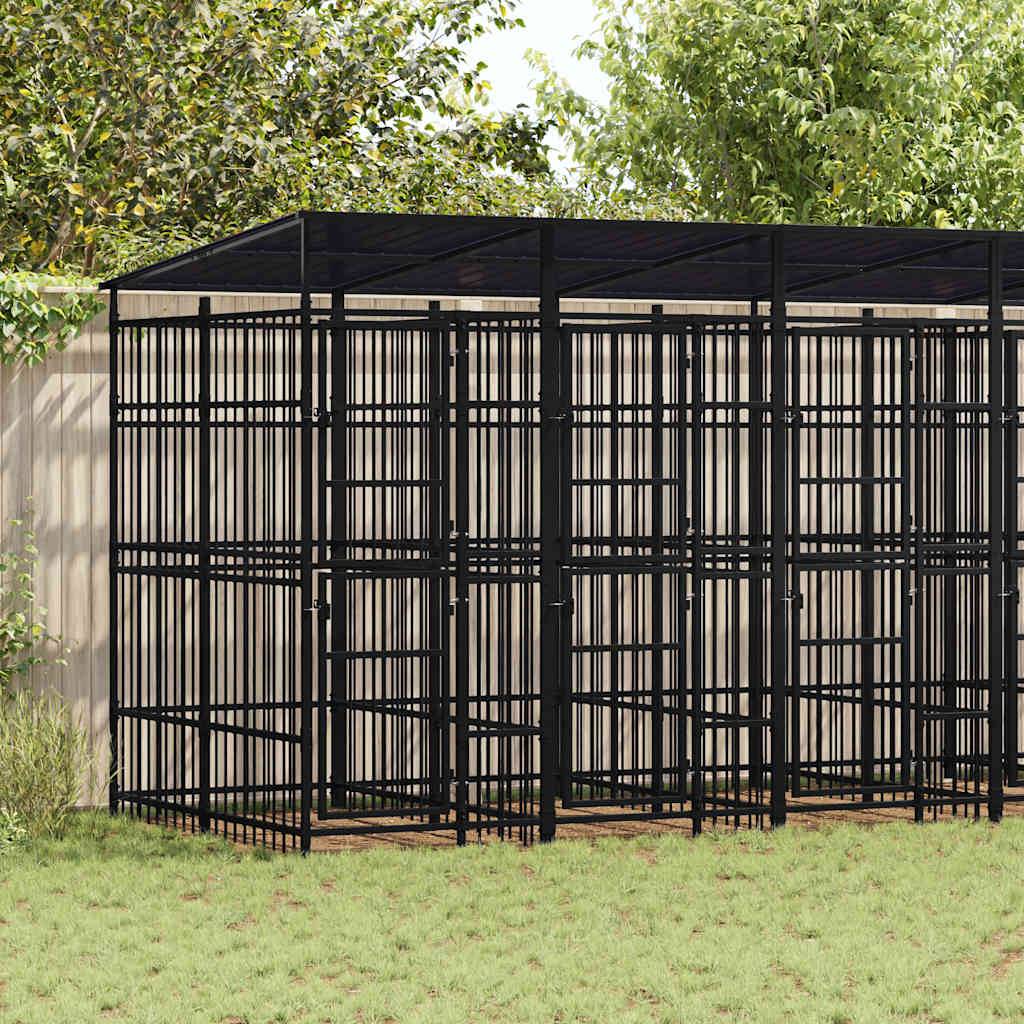 Vidaxl - Chenil d'extérieur avec toit pour chiens Acier 11,06 m² vidaXL 3097951 - Imagen 1