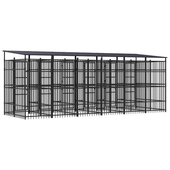 Vidaxl - Chenil d'extérieur avec toit pour chiens Acier 11,06 m² vidaXL 3097951 - Imagen 8