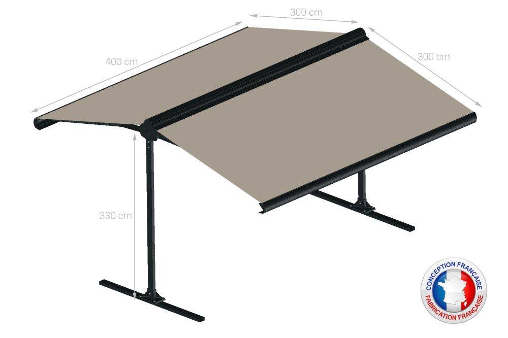 Ombrazur - Store double pente GARDEN Gris Anthracite 4mx3mx2 Motorisé à  télécommande - Toile Taupe OMBRAZUR - Imagen 4