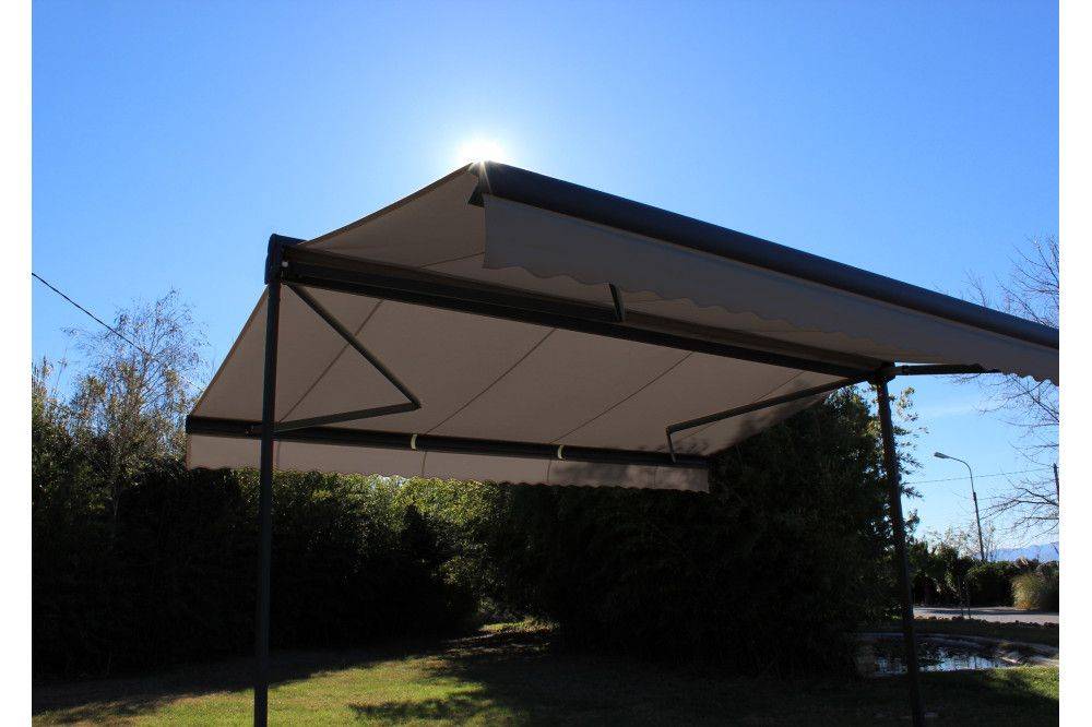 Ombrazur - Store double pente GARDEN Gris Anthracite 4mx3mx2 Motorisé à  télécommande - Toile Taupe OMBRAZUR - Imagen 2