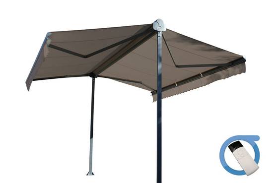 Ombrazur - Store double pente GARDEN Gris Anthracite 4mx3mx2 Motorisé à télécommande - Toile Taupe OMBRAZUR - Imagen 1