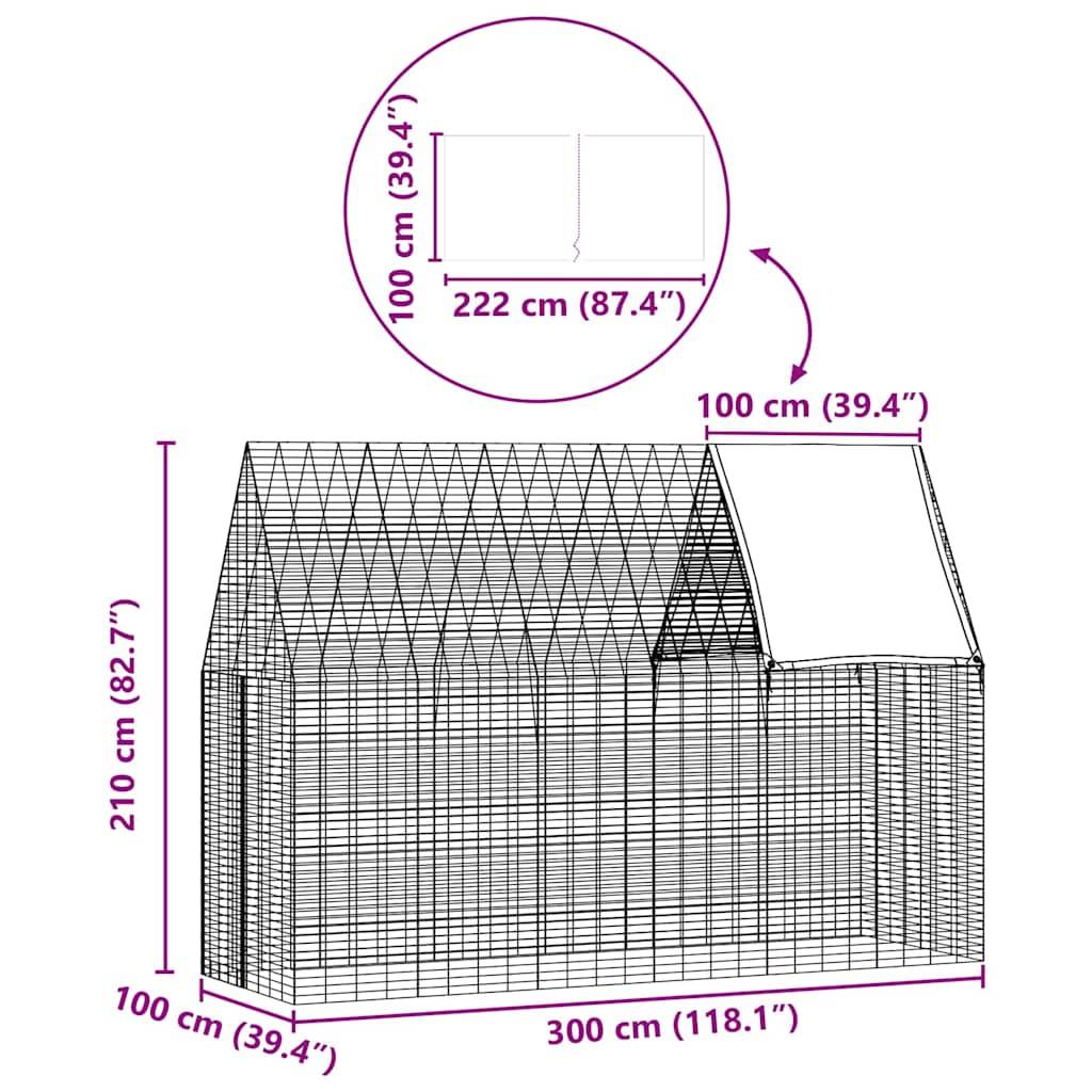 ComfortXL - Grande Cage Extérieure pour Lapins Acier Galvanisé 300x100x210 cm Argenté - ComfortXL Pet Living - Image 6