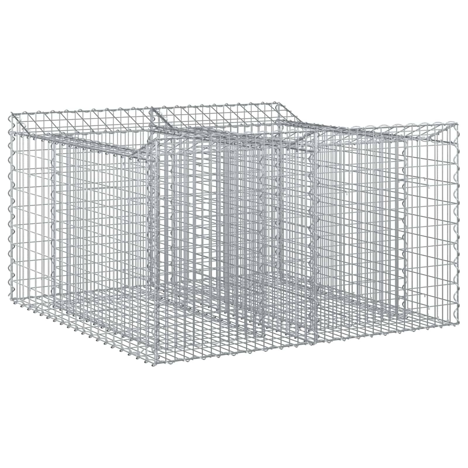 Lit surélevé gabion Acier galvanisé Argenté 100 x 100 x 60 cm - PANGIVO - Image 2
