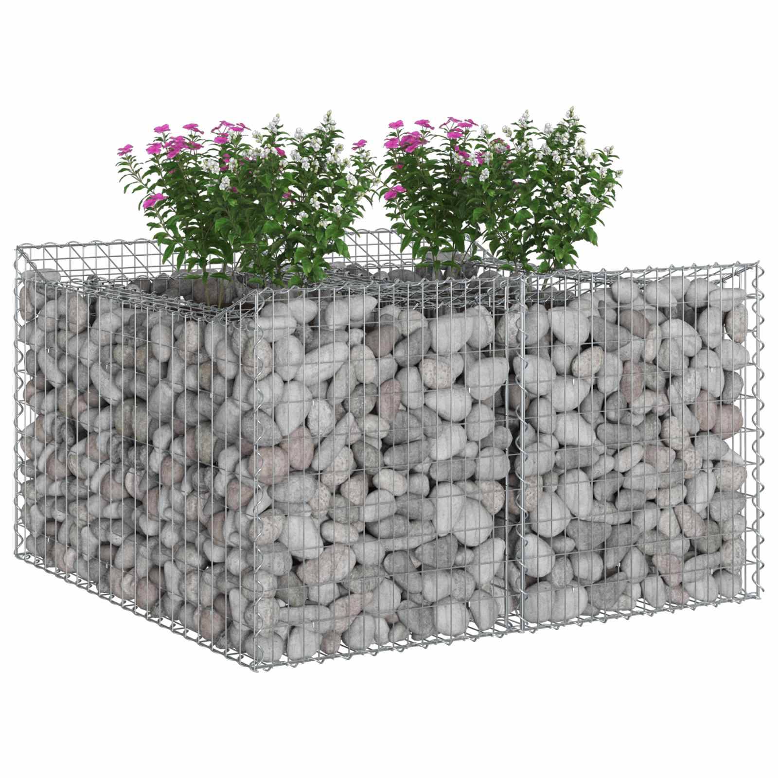 Lit surélevé gabion Acier galvanisé Argenté 100 x 100 x 60 cm - PANGIVO - Image 3