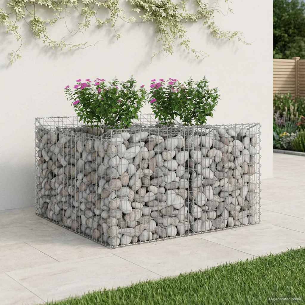 Lit surélevé gabion Acier galvanisé Argenté 100 x 100 x 60 cm - PANGIVO - Image 5