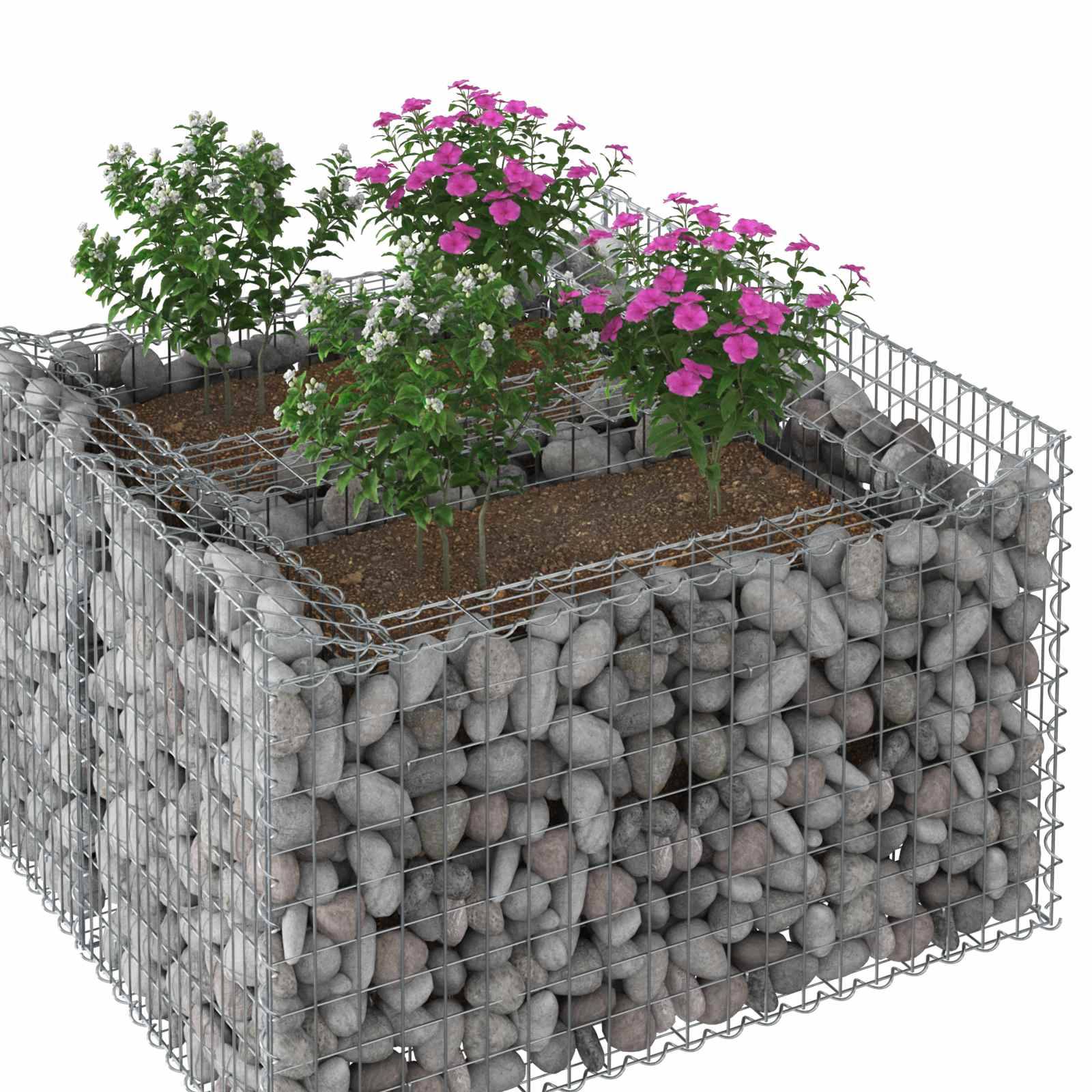 Lit surélevé gabion Acier galvanisé Argenté 100 x 100 x 60 cm - PANGIVO - Image 4