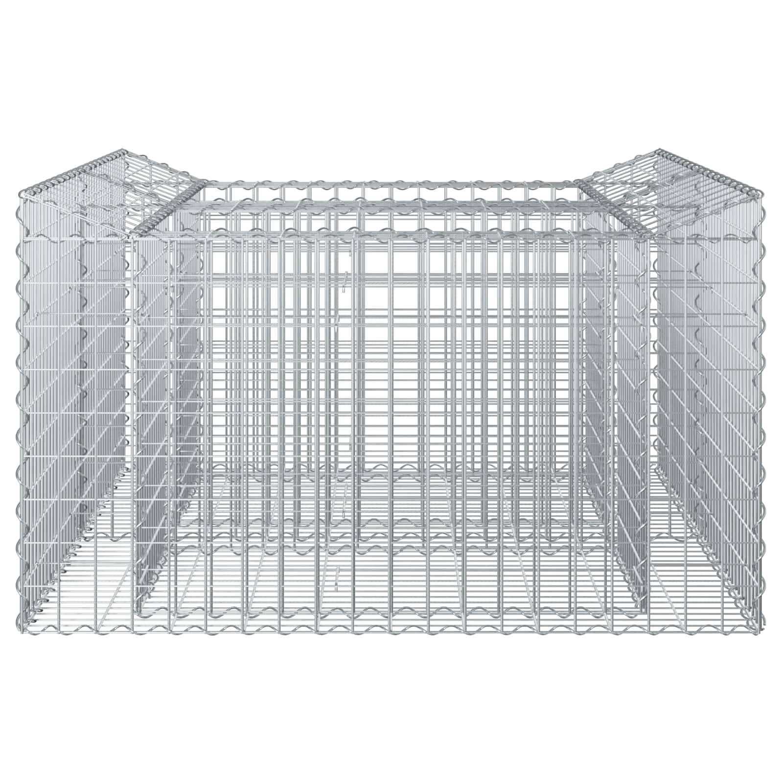 Lit surélevé gabion Acier galvanisé Argenté 100 x 100 x 60 cm - PANGIVO - Image 7