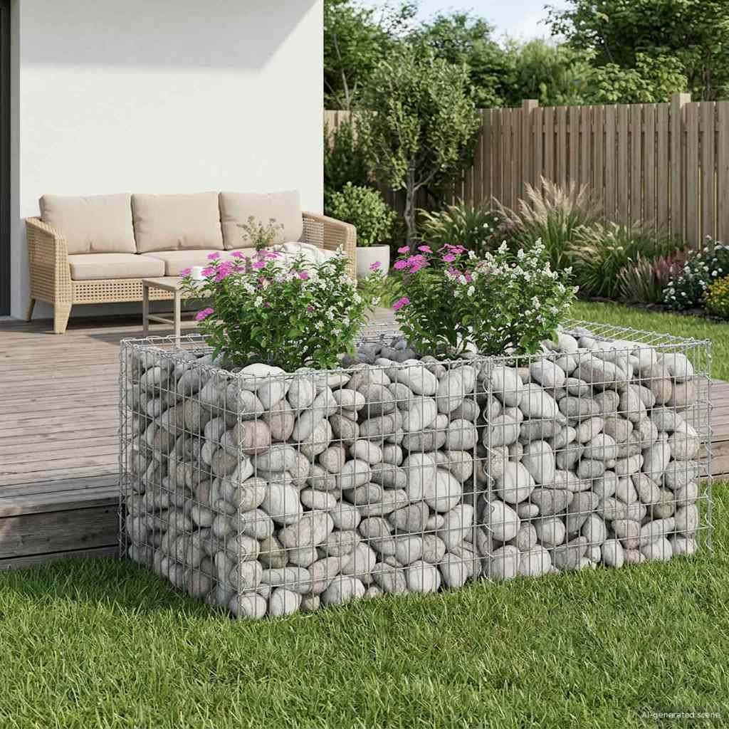 Lit surélevé gabion Acier galvanisé Argenté 100 x 100 x 60 cm - PANGIVO