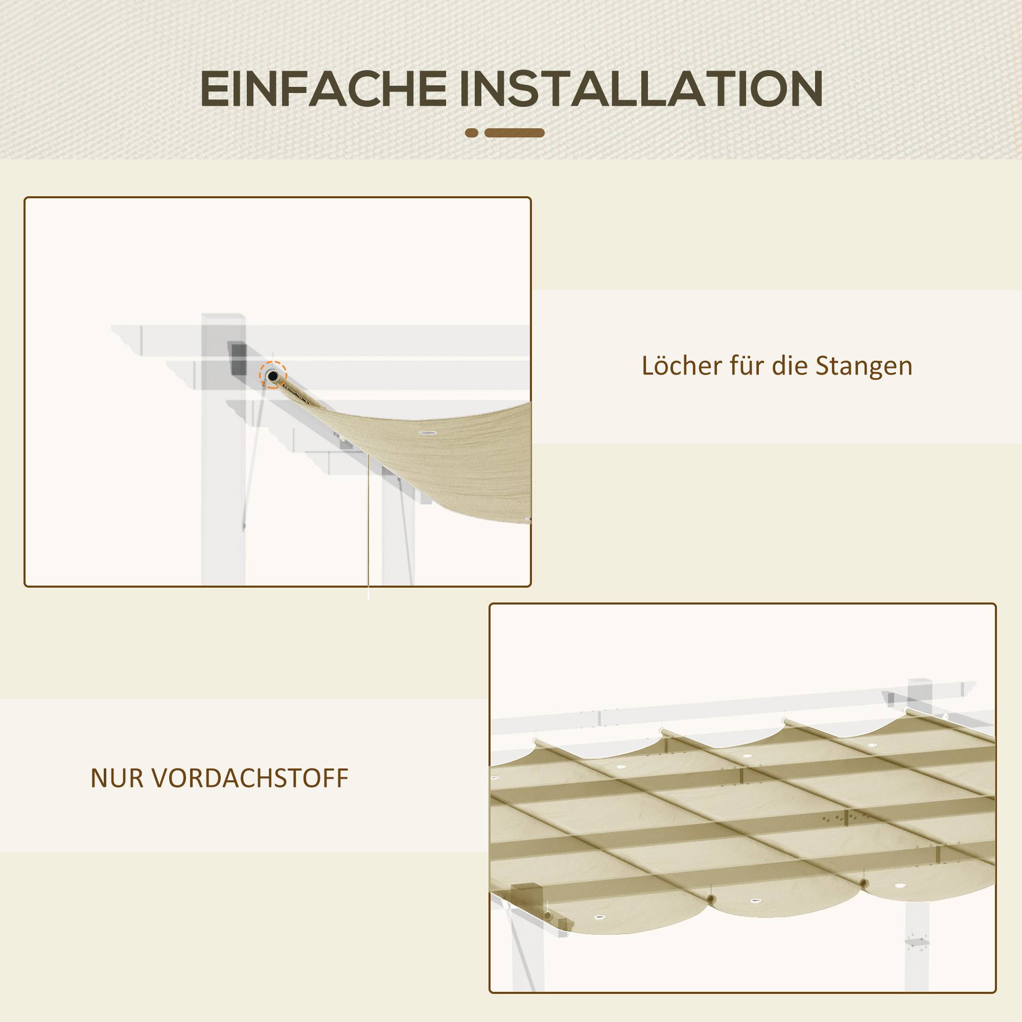 Toile de rechange tonnelle polyester jardin terrasse toit rétractable 250x255cm beige - ComfortXL Outdoor Living - Image 8