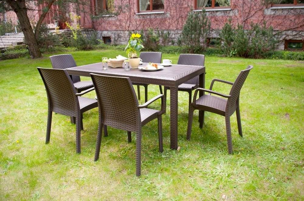 Dmora - Table d'extérieur Giove, Base pique-nique, Table de jardin, Table d'extérieur polyvalent, Made in Italy, 150x90 h74 cm, Marron - Imagen 4