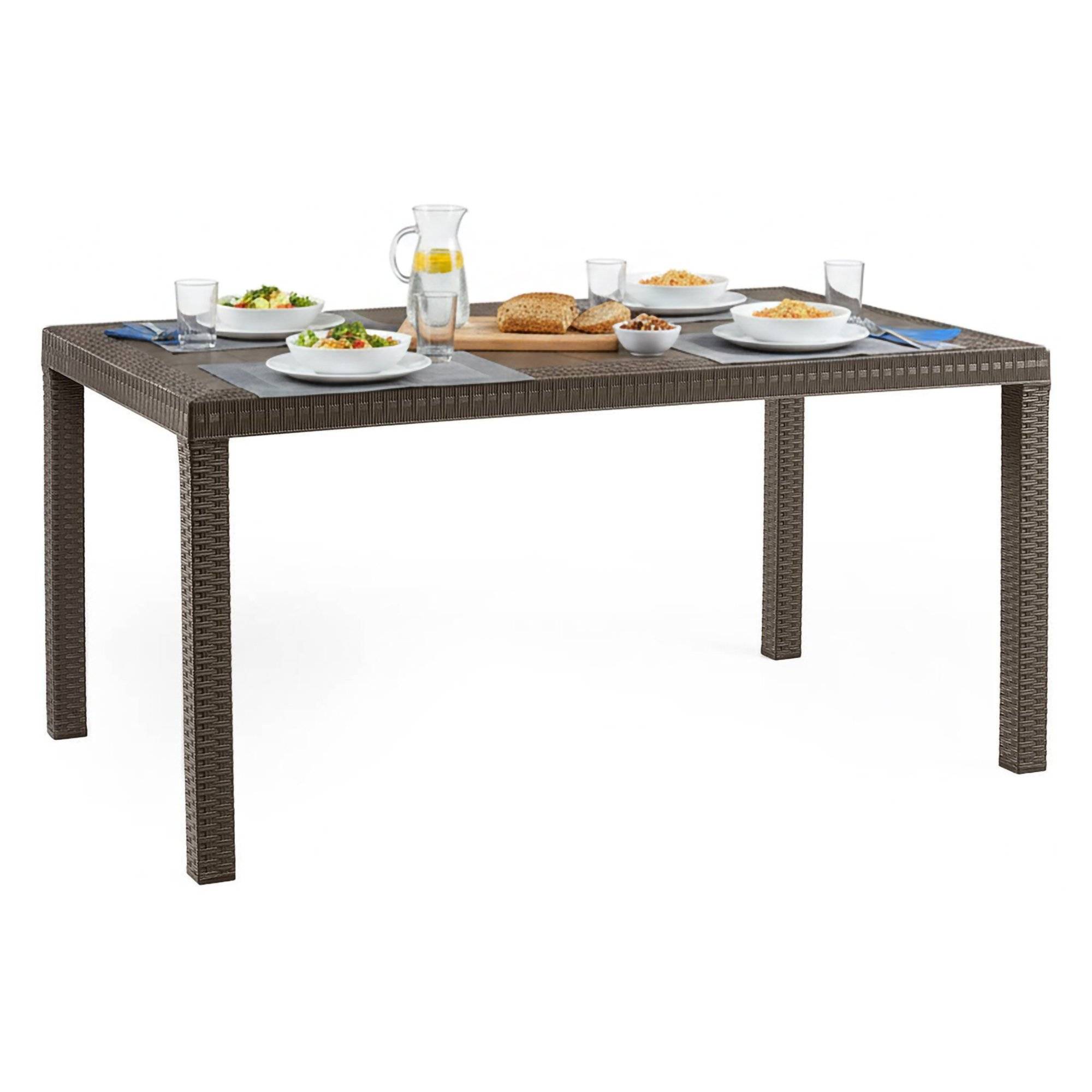 Dmora - Table d'extérieur Giove, Base pique-nique, Table de jardin, Table d'extérieur polyvalent, Made in Italy, 150x90 h74 cm, Marron - Imagen 1