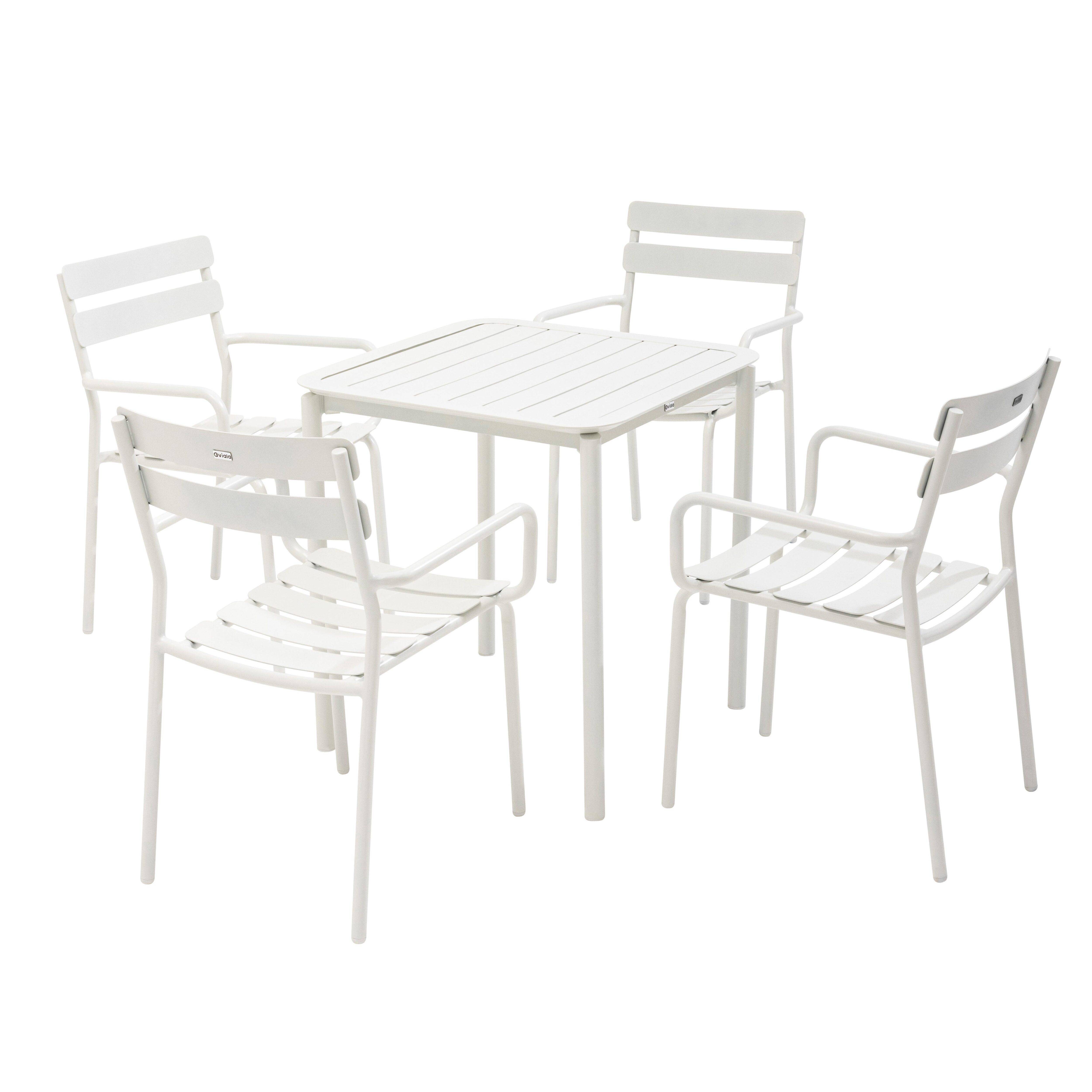 Oviala - Ensemble table de terrasse 70cm et 4 fauteuils blanc Almada - Oviala - Imagen 1