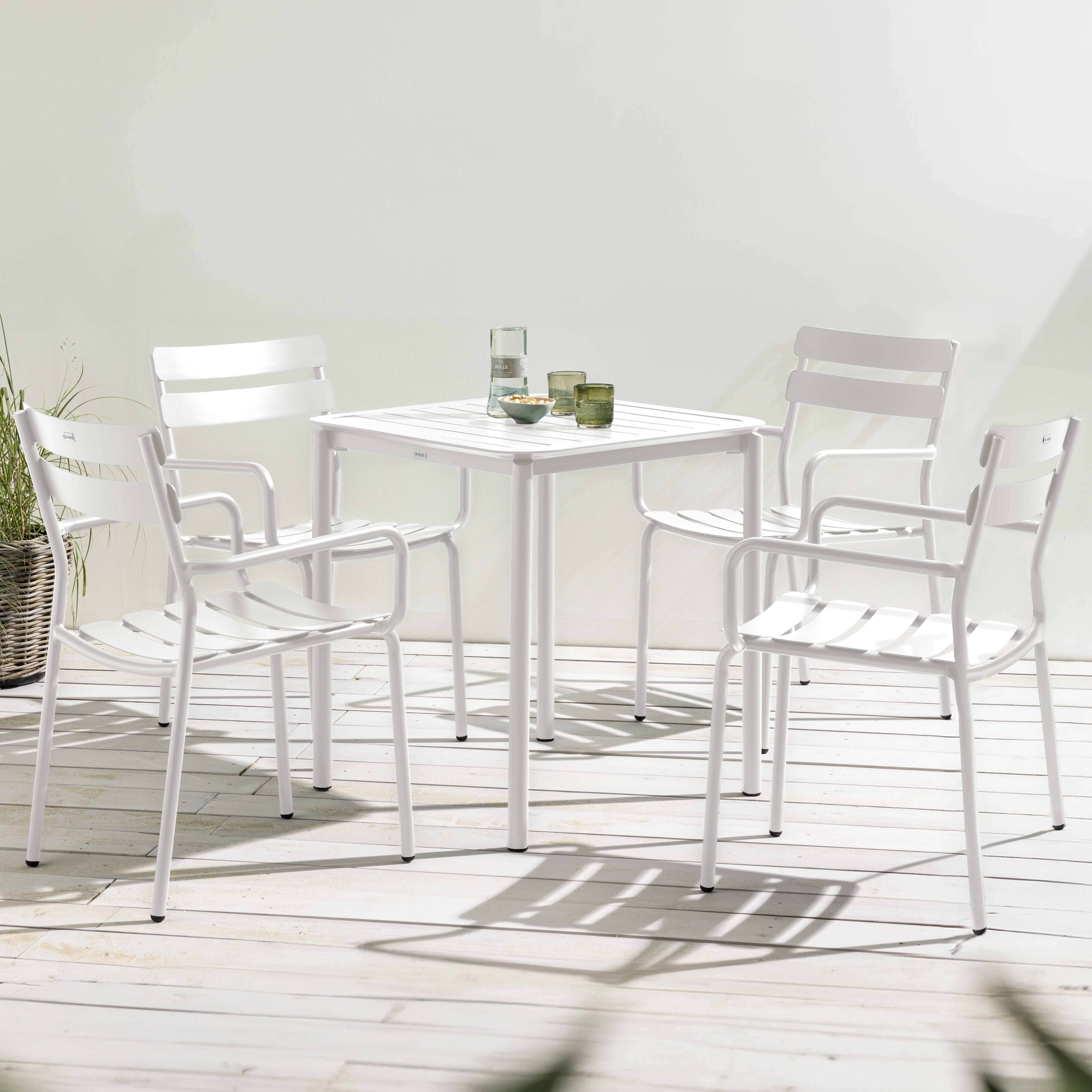 Oviala - Ensemble table de terrasse 70cm et 4 fauteuils blanc Almada - Oviala - Imagen 2