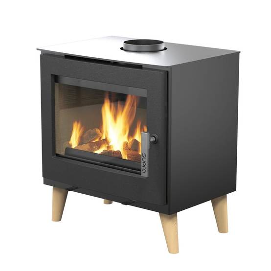 Supra - Poêle à bois étanche - Émile noir horizontal - acier et fonte - sortie Ø150 mm - design scandinave - Image 1