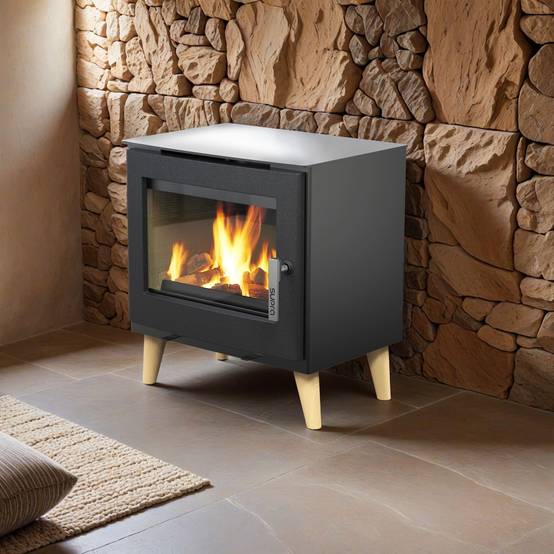 Supra - Poêle à bois étanche - Émile noir horizontal - acier et fonte - sortie Ø150 mm - design scandinave - Image 2