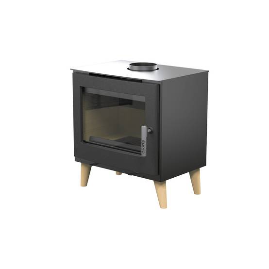 Supra - Poêle à bois étanche - Émile noir horizontal - acier et fonte - sortie Ø150 mm - design scandinave - Image 4