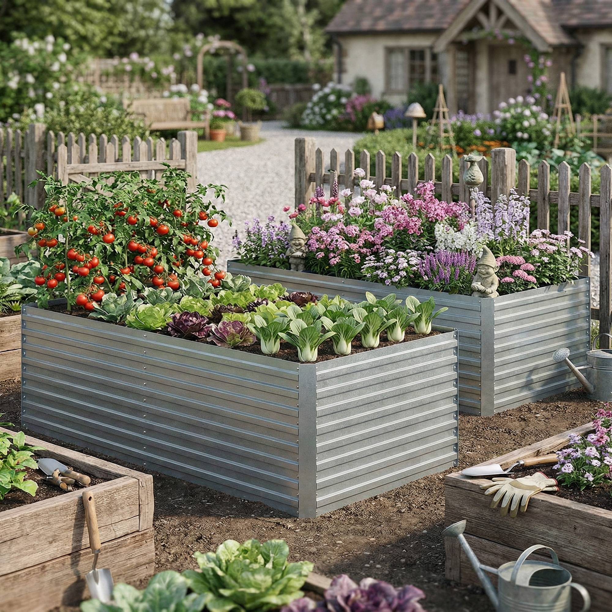 PANGIVO - Carré potager acier galvanisé argent 180 x 90 x 60 cm - PANGIVO - Image 3