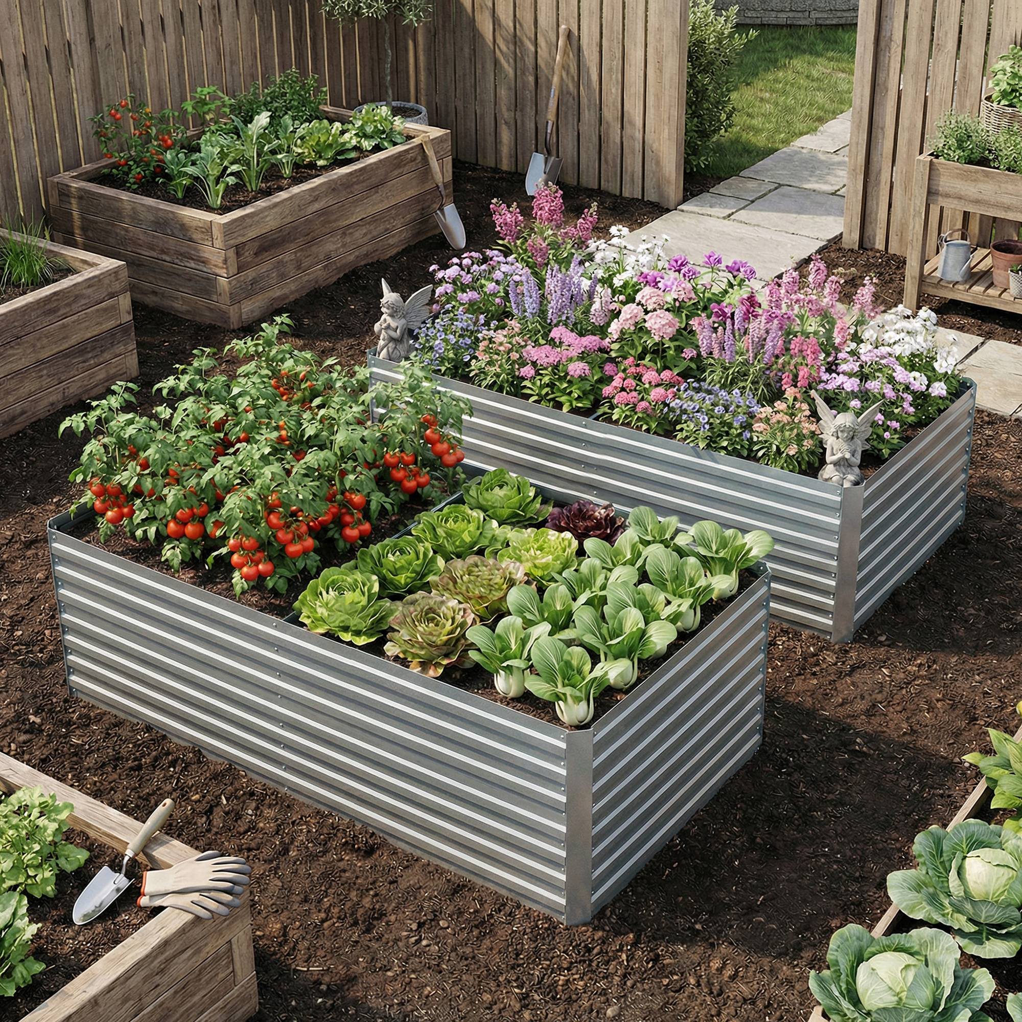 PANGIVO - Carré potager acier galvanisé argent 180 x 90 x 60 cm - PANGIVO - Image 4