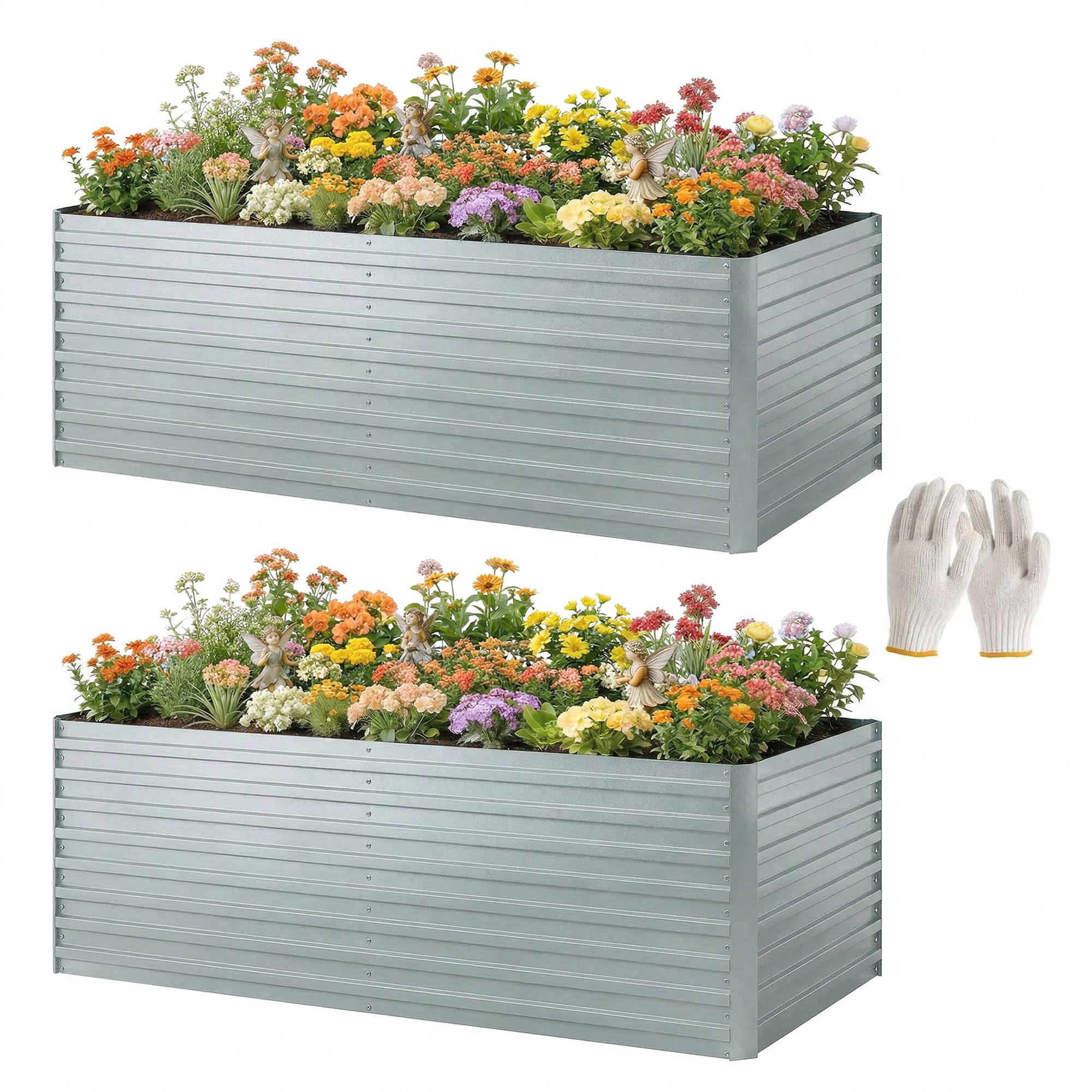 PANGIVO - Carré potager acier galvanisé argent 180 x 90 x 60 cm - PANGIVO - Image 2