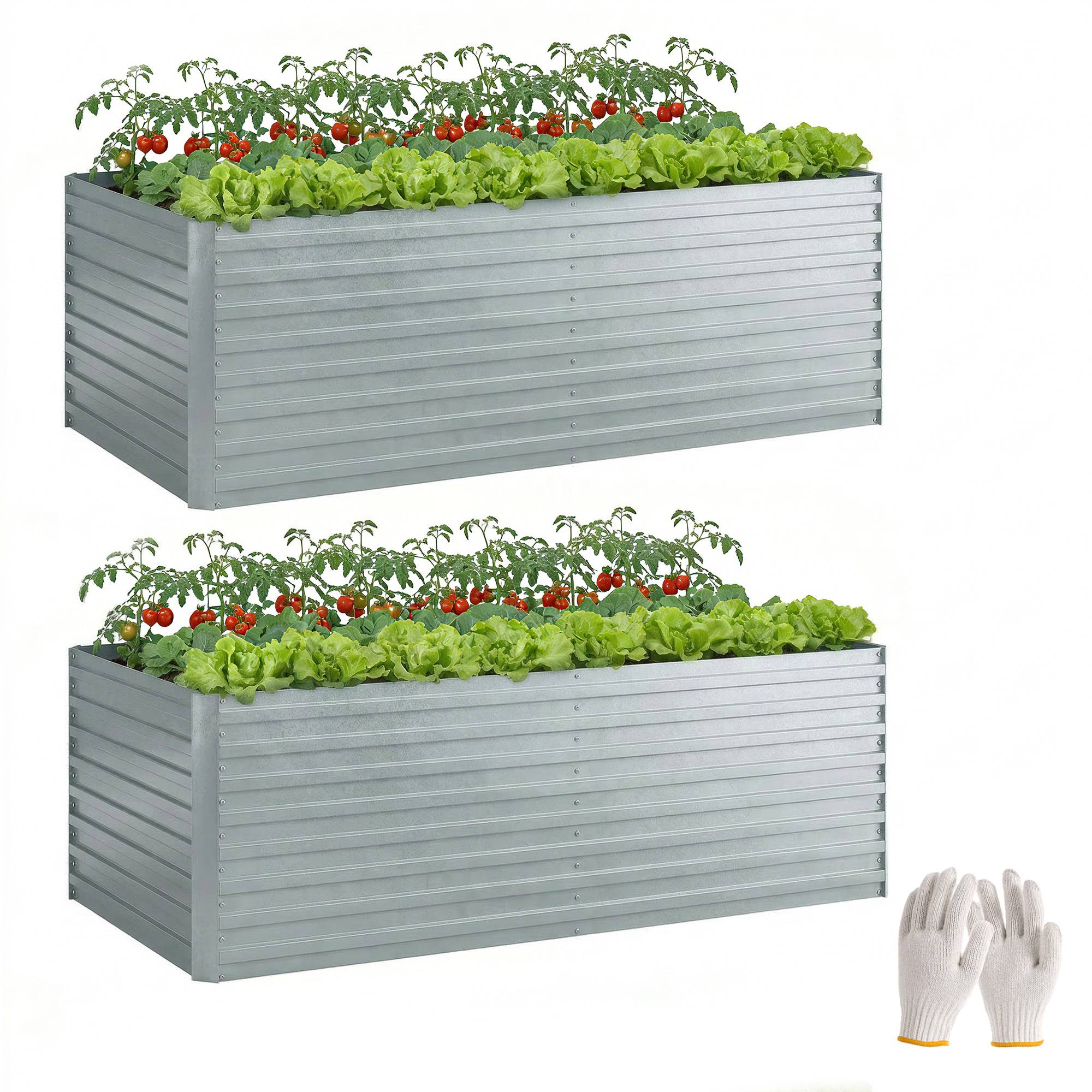 PANGIVO - Carré potager acier galvanisé argent 180 x 90 x 60 cm - PANGIVO - Image 1