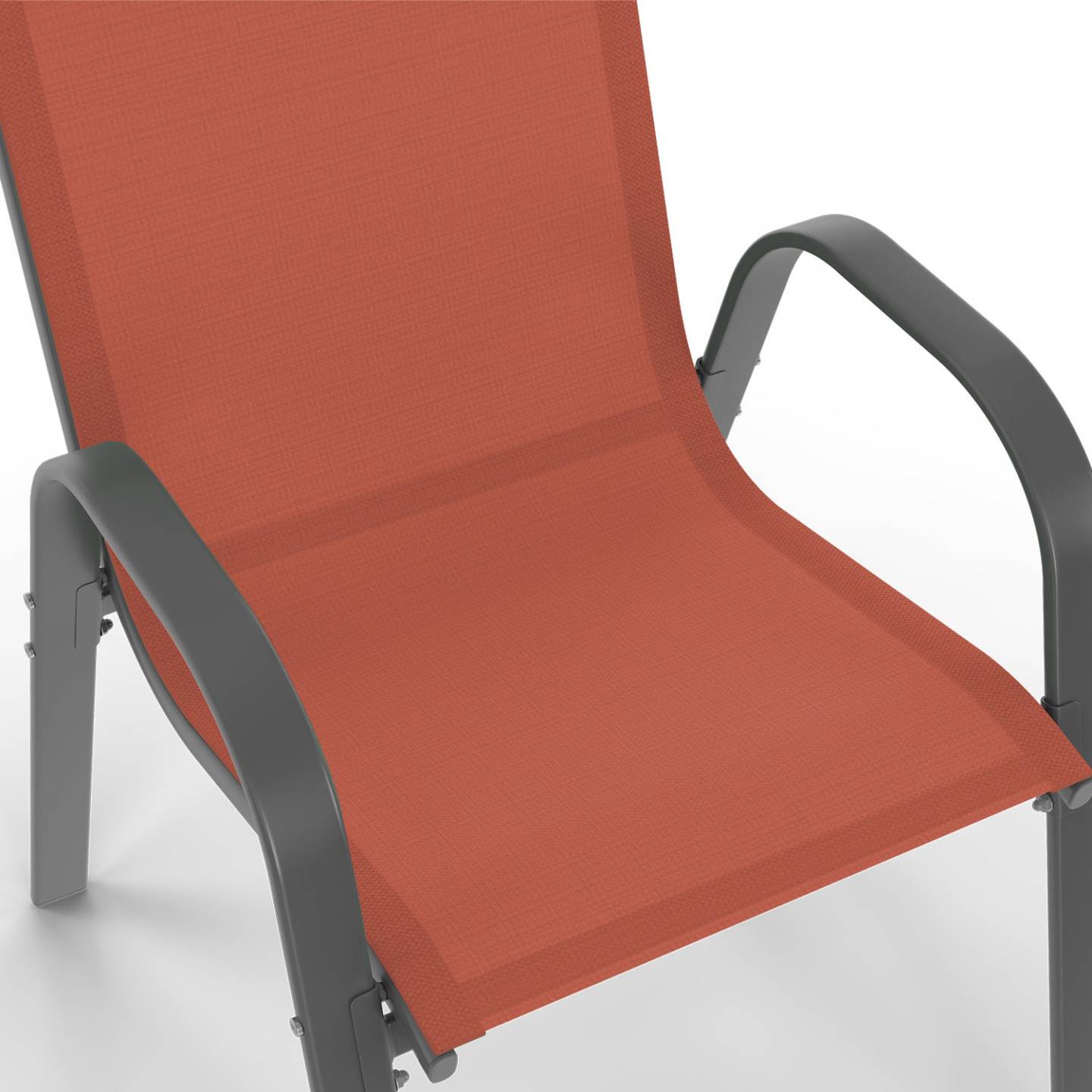 Salon de jardin table 190 cm + 8 chaises empilables mix color gris noir terracotta – MADRID – ID Market - Image 8